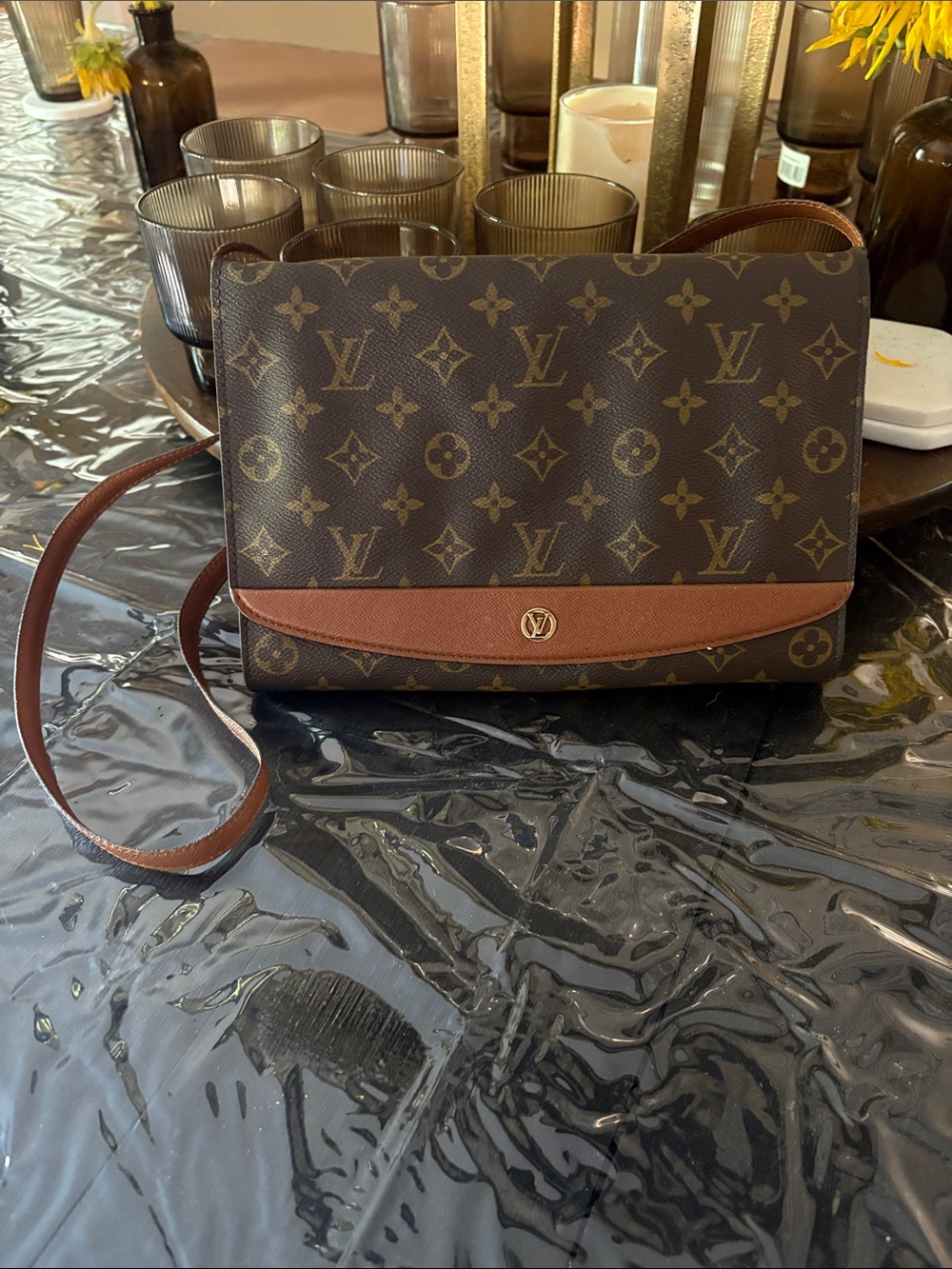 Louis Vuitton Monogram Crossbody in Brown and Tan